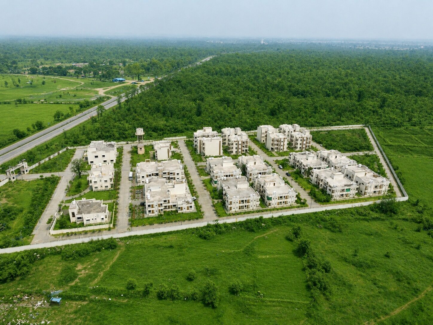 Aerial view of residential colony constructed for MPEB and WRD employees near Pench